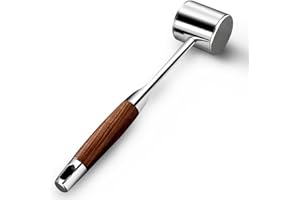 AYADA Profi Fleischklopfer Edelstahl Meat Tenderizer Schnitzelklopfer, Doppelseitig Metall Steakhammer Meat Hammer Mallet mit Rutschfest Holzgriff, Spülmaschinenfest Fleischhammer Küchenhelfer Steak Hammer