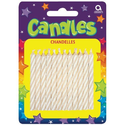 Price comparison product image White Candy Stripe Birthday Candles 24ct by Party America