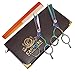 CANDURE®- Professional 5.5" Hairdressing Barber Salon Scissors, Thinning Scissors set , Multi Zebra with Gold Screw Plus Brown Presentation Case