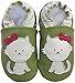 Carozoo Cat Green Soft Sole Leather Baby Toddler Kids Shoes 3-4Y