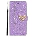 Produktbild Homikon PU Leder Hülle Schön Bling Glänzend Glitzer Diamant Liebe Schutzhülle Brieftasche Lederhülle Bookstyle Lanyard Handyhülle Magnetverschluss Tasche Kompatibel mit Samsung Galaxy S8 - Lila