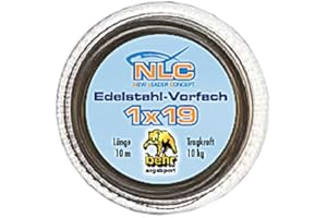WURMBADEN 10 m Stahlvorfach Raubfisch 1x19 mit Klemmhülsen Vorfach Angel Set Hecht Zander