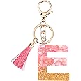Rohans Pink and Gold Resin Alphabet Initial Letter Keychain, Bag Charm, Key Ring with Lobster Clasp