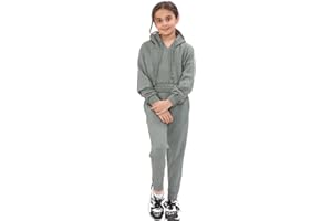Towelbay 2 Piece Kids Girls Tracksuit Hoodie Jogging Bottom Loungewear Active wear Kids and Teenagers Crop Tracksuit Set Casual -7 to 14 Years