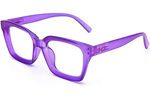 ‎AMORAYS Amorays Lesebrille Oversize Square Frame Vintage mit Anti-Licht Blau Linsen Reißverschluss Feder Brille Presbypia Leser für Damen Herren 6561NEW(violett,+2.0)