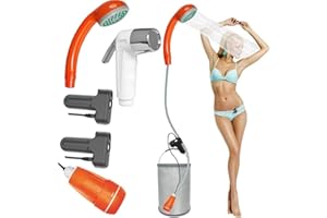 FLYFISH Doccia da Campeggio Portatile soffione Campeggio con Uno batterie Ricaricabili USB e Batteria Integrata 2200mAH for Viaggio (Filter+Trigger+2-Bat Shower)
