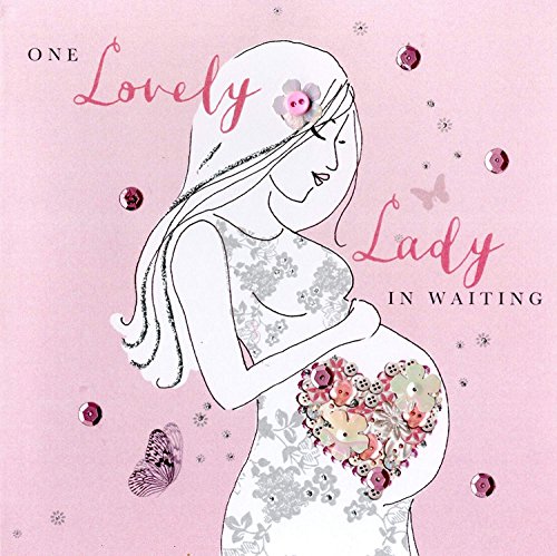 Lady In Waiting Expectant Mum Buttoned Up Greeting Card Button Embellished Cards