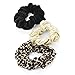 Bling Online Set of 3 Small Size Hair Scrunchie Hair Elastics Bands, Leopard Print, Plain Black and Gold Shimmer.