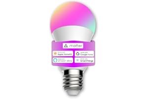 Jethconnect Ampoule LED Connectée Matter WiFi E27 Compatible avec Apple HomeKit App Maison, Alexa, Google Home, Ampoule Intelligente RGB, Multicouleur + Blanc Chaud et Froid.
