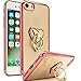 Produktbild Semoss Luxury Bling Hülle Gliter TPU Schutzhülle Strass mit Ring Kickstand für iPhone 7 Plus Diamant Herz Handyhülle Transparant PC Harte Schale Halterung Handytasche Bumper Etui Schale Cover - Rose