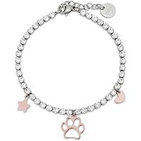Bracciale Rigido Donna In Acciaio Argento Con Zampa Di Cane - Gioiello Emozionale Made In Italy Con Ciondolo, Regolabile - 3