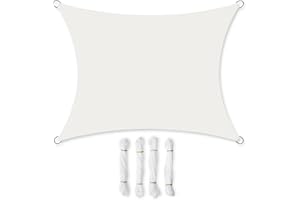 SONGMICS Markiza 3 x 4 m, wodoodporna o słupie wody 665 mm, osłona przeciwsłoneczna z odpornego na rozdarcia poliestru, ochrona UV 93%, taras, ogród, balkon, prostokątna, liny 2 m, biała GSH34IVV1