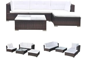 vidaXL Divano da Esterno Set 14 pz in Polirattan Marrone Sofa Giardino Patio