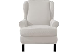 EBETA Elasticizzato Salvadivano Copripoltrona Trapuntato Adele, Copripoltrona con Orecchie Poltrona Protettiva Jacquard Antiscivolo (Bianco)