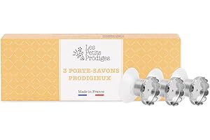 Lot de 3 Porte-Savons Prodigieux Éco-Conçus avec Ventouse - Réutilisables et Repositionnables à l’Infini - Design Épuré - Fabriqués en France - Emballage Recyclable - Les Petits Prodiges