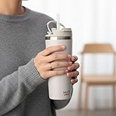 Deconox 660 ml Pipetli Paslanmaz &Ccedil;elik Termos Kupa - 4 Renk Se&ccedil;eneği (Krem, Yeşil, Siyah, Mavi) - B&uuml;y&uuml;k Boy (Venti) Sıcak ve 