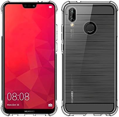 Junfire Huawei P20 Lite Case, TPU Bumper Ultra Slim Fit Flexible Lightweight Shockproof Brushed Rugged Grip Silicone Drop Protection Matte Cover Design for Huawei P20 Lite 5.84 inches