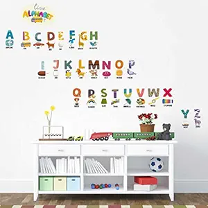 Rawpockets Decals  Live Alphabets for Kids  Medium Size Wall Sticker ( Wall Coverage Area - Height 35 cms X Width 50 cms )(Pack of 1)