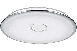 ‎TRIO LEUCHTEN Trio Leuchten LED Deckenleuchte Osaka 678710006, Chrom, Acryl weiß mit Star Light Effekt, 100 Watt, Fernbedienung Helligkeit und Lichtfarbe einstellbar, Nachtlicht Funktion