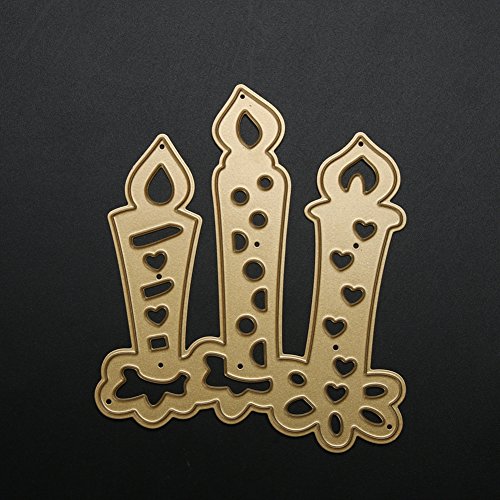 Amazingdeal365 3PCS Kerz Metall Form Stanzschablonen Schablonen Schneiden DIY Dekor Sammelalbum Karten Buchzeichen Lesezeichen als Geschenk für Freunde Geburtstag Kinder,Kindergarten Hobby Schule Handarbeit Unterricht usw. Ein tolles Geschenk! - 4