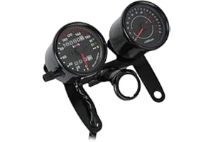 AKOZON Contachilometri universale per contachilometri doppio contachilometri contachilometri 10 cm/3,9 pollici Foro di montaggio con cavo, puntatore di velocità, display del faro di marcia in miglia