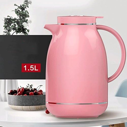 Home 304 Stainless Steel Hot Water Bottle Heat Preservation High Capacity Insulation Pots Kitchen Restaurant Bedroom Warm Pot Kettle 1.5L ( Color : Pink )