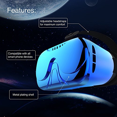 3D VR Brille , ABS Metallisierung 3D Virtuelle RealitÃ¤t Brille Virtual Reality Brille Video Box FÃ¼r VR Spielen und 3D Filme Kompatibel mit iPhone 6S , 6 Plus , 5S Samsung S8 , S7 & 4 ~ 5.5 Zoll Smartphones, Blau