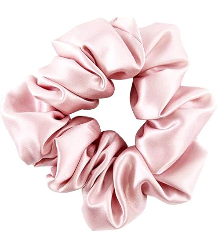 SXQLYH 4er Set Scrunchies – Weiche Stoff-Haargummis Für Dickes & Langes Haar, 4 Farben (Blau, Beige, Schwarz, Rosa)