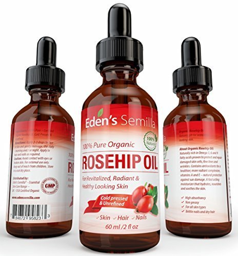100% Hagebuttenöl – 60ml – Zertifiziertes BIO-Produkt – Revitalisiert Haut & Haar – Klinisch nachgewiesen – Natürlich / kaltgepresst & unraffiniert – NICHT fettend und SCHNELL einziehend – Zur täglichen Anwendung – Anti-Aging, nährt, hydriert und reduziert sichtbar kleine Fältchen, Narben, Dehnungsstreifen und Pigmentflecken – Geeignet für alle Hauttypen – Eden’s Semilla Essential Skin Care - 2