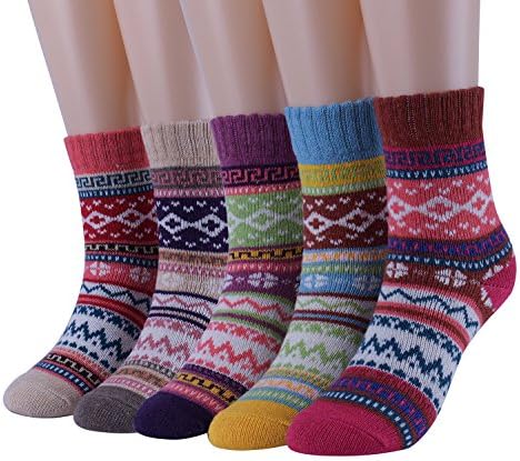 WeiYiTao Recommendation Women Socks Colorful 5 Pairs Super Thick Warm Winter Socks One Size (Style-E)