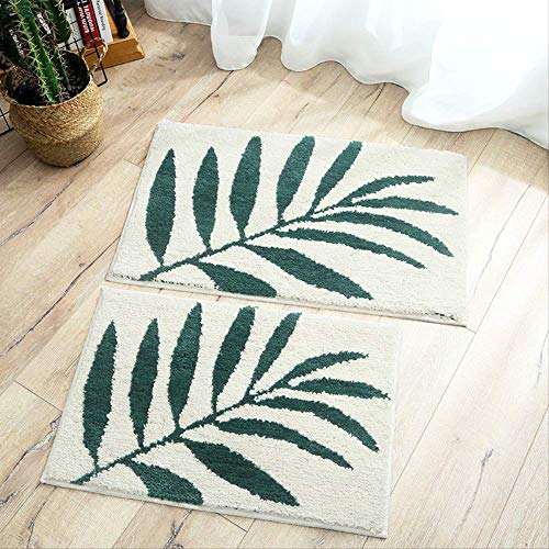 Preisvergleich Produktbild CHYSFHD Badematte Grüne Blätter Badematte rutschfeste Saugfähige Mikrofaser-Badteppich Hauseingangstürmatte Superweicher Badeteppich 45X65Cm 01