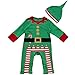 iiniim Baby Boys Christmas Santa Romper with Hat Outfit Sets Green 6-12 Months