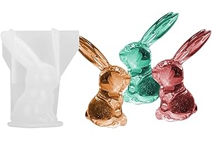 BUACHOIS Lapin Moules en Résine de Silicone, 3D Moule en Cristal Longues Oreilles Lapins Coulée Epoxy en Résine, Moulage de Moules Animale pour Bricolage Savon Bougies Gâteaux Décoration de la Maison Outils