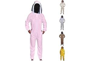 URBANSBEE Tuta Apicoltore Cotone Professionale Abito Apicoltura con Fantasia Cappello, ampia tasca per gli apicoltori,Maschera/Velo per La Prevenzione Dei Morsi Di Api-Unisex-Taglie Disponibili