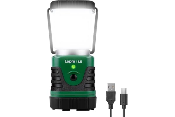 Lepro Lanterne Camping LED Rechargeable, Lampe Camping Puissante 1000Lm Dimmable, Lampe Torche 360° Eclairage 4 Modes, Etanche Portable Suspendue, pour Camping, Bricolage, Secours, Garage, Cave, etc.