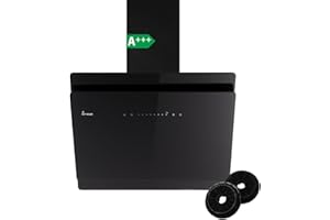 KKT KOLBE A+++ Dunstabzugshaube 60 cm 782 cbm/h | Umluft | Abluft | Kopffrei | Wandhaube | Schräghaube | Schwarz | Glas | Nachlaufautomatik | SensorTouch | LED-Beleuchtung | SOLO6005S