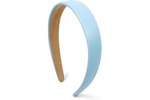 Ruzister® Blaue Stirnbänder für Frauen, hellblaues Haarband, Kunstleder-Stirnband für Frauen und Mädchen, hartes Kunststoff-Kopfband, einfarbig, dünne Haarbänder