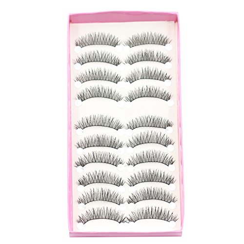 Bluelans® 10 Paar Lang Kreuz Falsche künstliche Wimpern Dick Schwarz Eyelasches Wimpernverlängerung