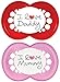 MAM Style I Love Mummy  and  Daddy Soothers with Sterilisable Travel Case (6 Months and Above, Red/Pink)