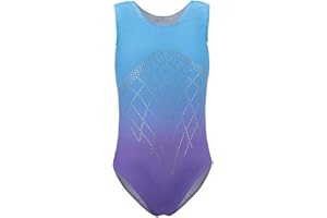 Dkhsy Gymnastic Leotards for Girls Sleeveless Sparkle Leotard Gradient Color Dancewear One-Piece Dancing Ballet Gymnastics Athletic Leotards for Little Girl 5-14 Years…