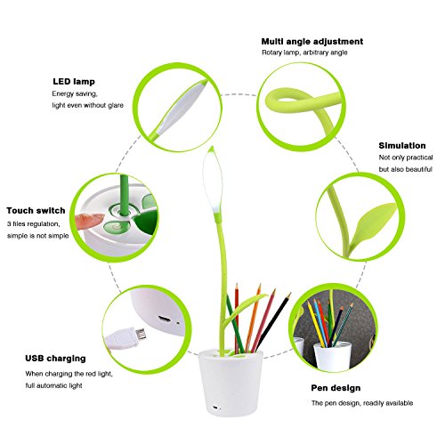 SKR LED Bäumchen Schreibtischlampe mit Stifthalter Augenschutz 3 Helligkeitsstufen Touch Sensor Dimmbar und Ein-/Aus-Schalten f¨¹r Kinder oder B¨¹roarbeiten ¡­ - 2