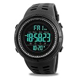 Digitale Herren-Armbanduhr, Sportuhr, Militäruhr, wasserdichte Armbanduhr mit Kalender, Stoppuhr, Alarm in schwarz