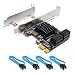 Produktbild QNINE PCIe SATA Karte 4 Port mit 4 SATA Kabeln, PCI Express SATA Controller Erweiterungskarte, 6 Gbit/s SATA 3.0-PCIe-Karte ohne Raid, Boot als Systemfestplatte, Unterstützung für HDD oder SSD