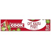 Cook &Ccedil;ift Kilitli Buzdolabı Poşeti, K&uuml;&ccedil;&uuml;k Boy, 19 x 25 cm, 10 Yaprak, Zip Kilit