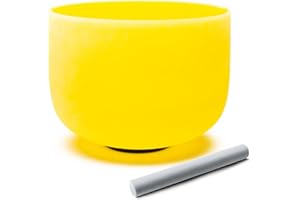 Hye-eun Bol chantant en cristal - Note E - 432 Hz - 25,4 cm - Chakra du plexus solaire - Jaune - Pour le bain, la thérapie d'équilibre, la méditation, le yoga