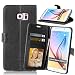 Produktbild Nancen Samsung Galaxy S6 Edge Plus / G9280 (5,7 Zoll) Lederhülle Neu Style Acht Farbe Weich PU Flip Case Ledertasche / Schutz Etui, Einfach Vintage Kollektion Karten Slot Foto Wallet Hülle Handy Tasche Zubehör