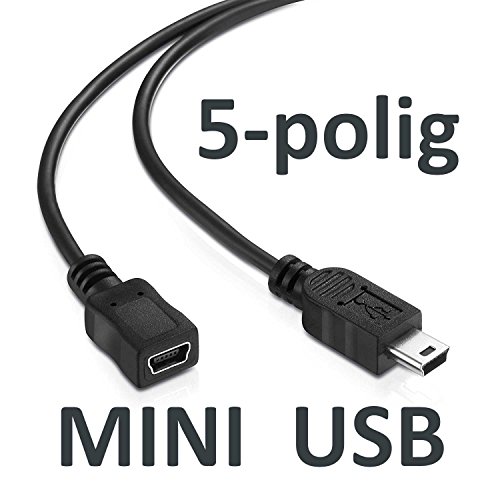 Kab24® Mini USB Verlängerung 5-polig schwarz 1,15m OTG und TMC tauglich