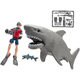Wild Quest K&ouml;pekbalığı Oyun Seti 22 cm Okyanus K&ouml;pekbalığı 10 cm Hareketli Dalgı&ccedil; Fig&uuml;r&uuml; K&uuml;&ccedil;&uuml;k Balık Ve Su Altı Keşif Aksesua