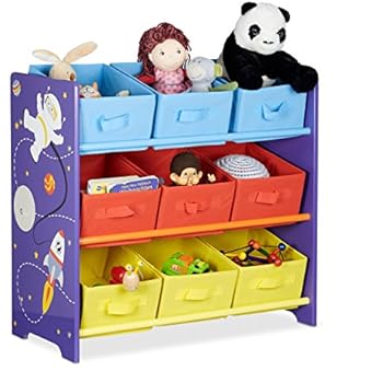 Kesper 17725 Kinder Aufbewahrungsregal 9 Textilschubladen, Motiv, Dino