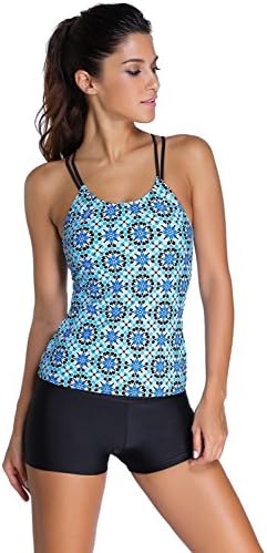 ILFtrend,Women's Multi Colored Stripe Two-Piece Tankini Set Swimwear Swimsuit(S-2XL) (UK8-10=US4-6=S, Color 1)
